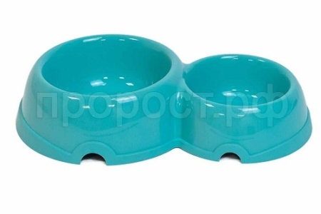 Миска двойная пластик д/кошек и собак100мл/200мл бирюза/2310/Дарэлл