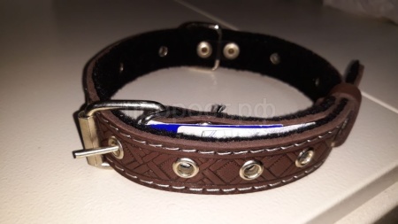 Ошейник кожа 25мм безразмерный на фетре 53-55см/40717/Бим