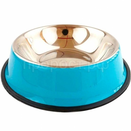 Миска нерж. сталь на резинке 0,6л 22см М-21 голубой