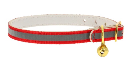 Ошейник синтетик 10мм светоотражающий с бубенчиком оранжевый 30см/00210119-03/Каскад
