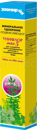 Удобрение для аквариумных растений Унифлор аква-5 подкисляющее для ускорения роста растений 100мл/7550 Удобрение для аквариумных растений Унифлор аква-5 подкисляющее для ускорения роста растений 100мл/7550
