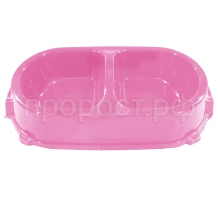 Миска двойная пластик д/кошек 0,45л нескользящая розовая/FG17915/Гризли