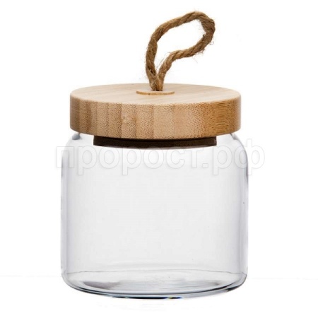 Банка стеклянная 575мл с бамбук крышкой ВУДИ /43573B  Банка стеклянная 575мл с бамбук крышкой ВУДИ /43573B