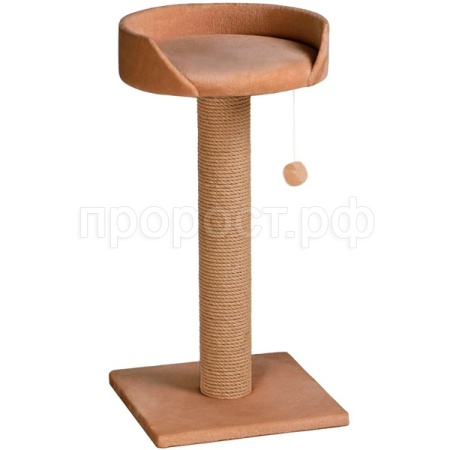 Когтеточка ДЕЛЬТА лежанка с бортиком на столбике джут 35х35х70см 10 КД-40 коричневый