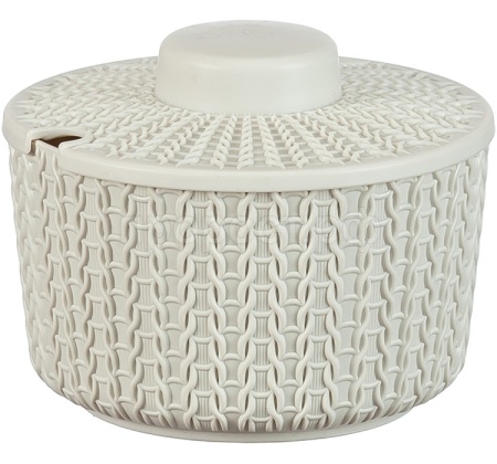 Сахарница ВЯЗАНИЕ 0,45л белый ротанг М1197  Сахарница ВЯЗАНИЕ 0,45л белый ротанг М1197