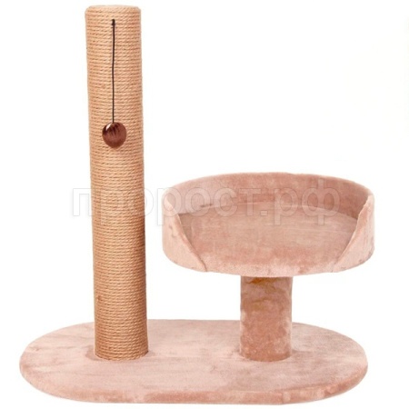 Когтеточка АЛЬФА толстый столбик джут круглая лежанка  62х35х65см 10 КД-38 бежевый