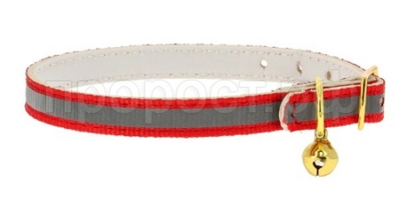 Ошейник синтетик 10мм светоотражающий с бубенчиком оранжевый 30см/00210119-03/Каскад