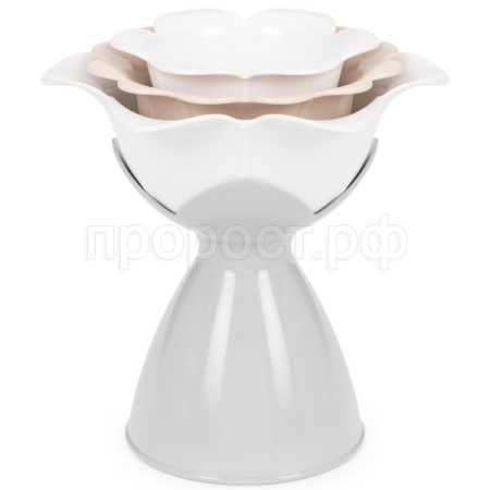 Набор воронок Цветы (3шт) на подставке бело-серый М8713 Набор воронок Цветы (3шт) на подставке бело-серый М8713