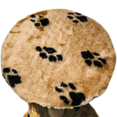 Когтеточка домик с полкой круг мех джут коричневый с игрушкой 39*77см/DONBARON