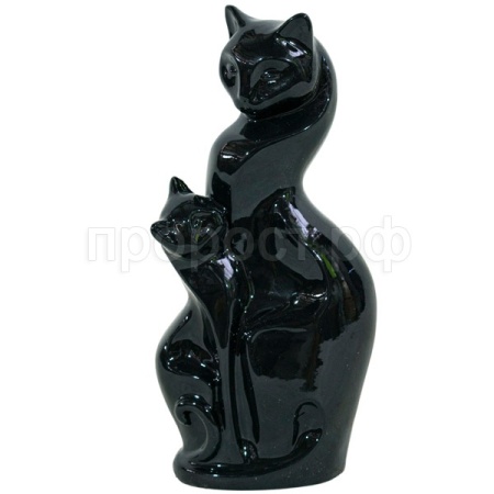 Кошка с котенком (черный глянец) №2 718141/С010